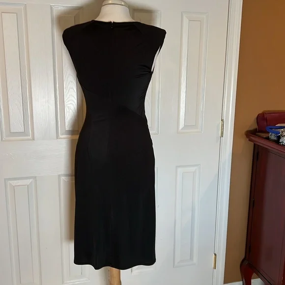 Anne Klein black dress with lace and sequin top and ruching SZ 6 - Picture 4 of 9